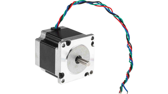 [RS-535-0439] RS PRO Hybrid, Permanent Magnet Stepper Motor, 1.26Nm Torque, 2.5 V, 1.8°, 56.4 x 56.4mm Frame, 6.35mm Shaft